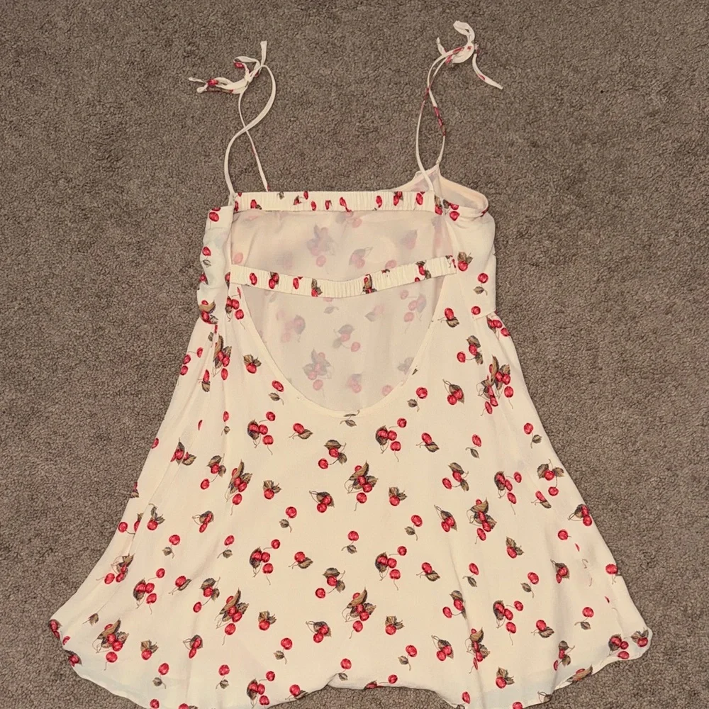 For Love And Lemons Cream Cherry Print Dress - Picture 3 of 4